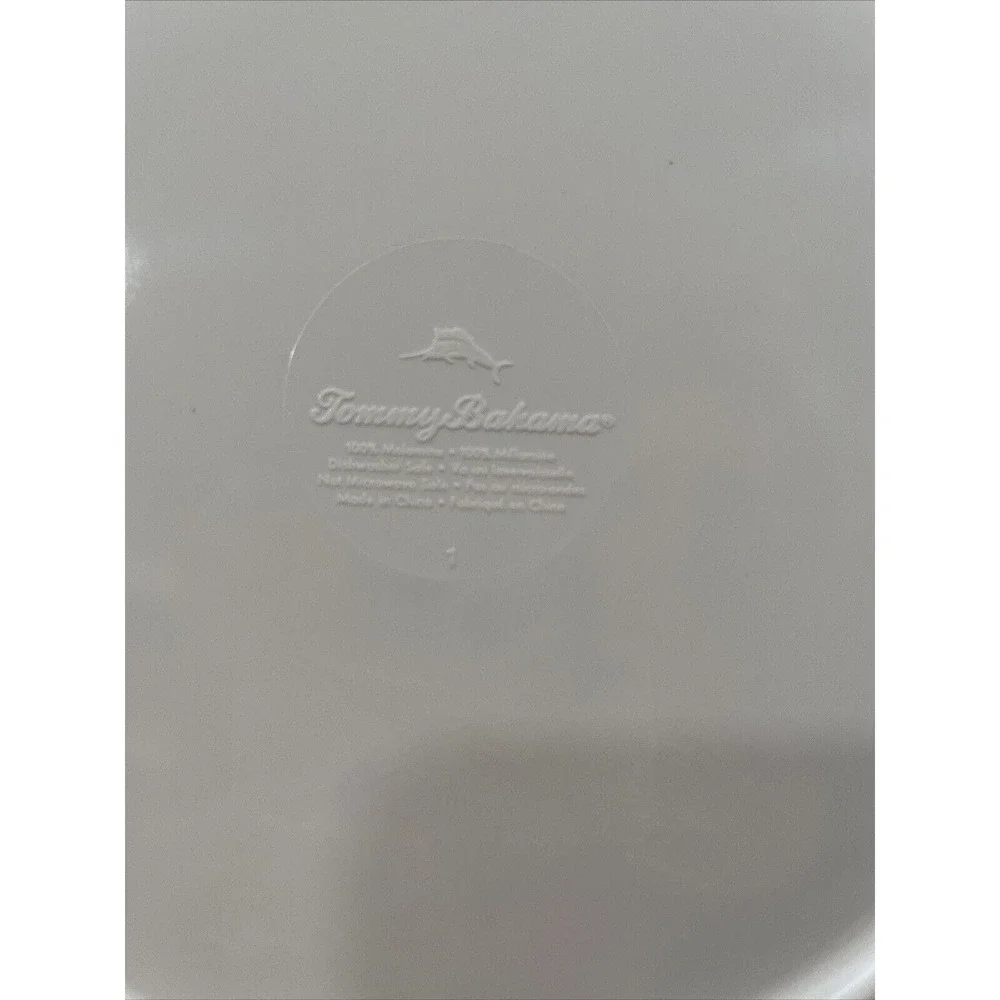 Set 4 WOOD LOOK RIM EDGE 7.5" White SALAD Soup Bowls Tommy Bahama Melamine Bowl - Picture 4 of 5